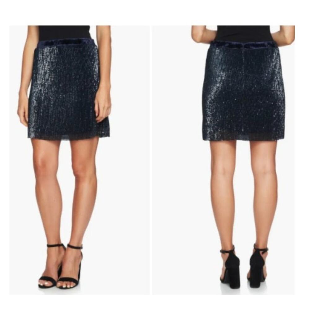 EUC 1.STATE Navy Sequin Mini Skirt Size 4